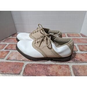 FootJoy Women's GreenJoys Golf Shoes - Size 7.5 M, Comfort Fit, White/Tan